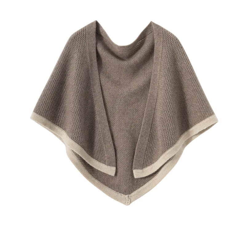 100% Cashmere Knitted Wrap Shawl  Large Triangle Scarf for Women Travel