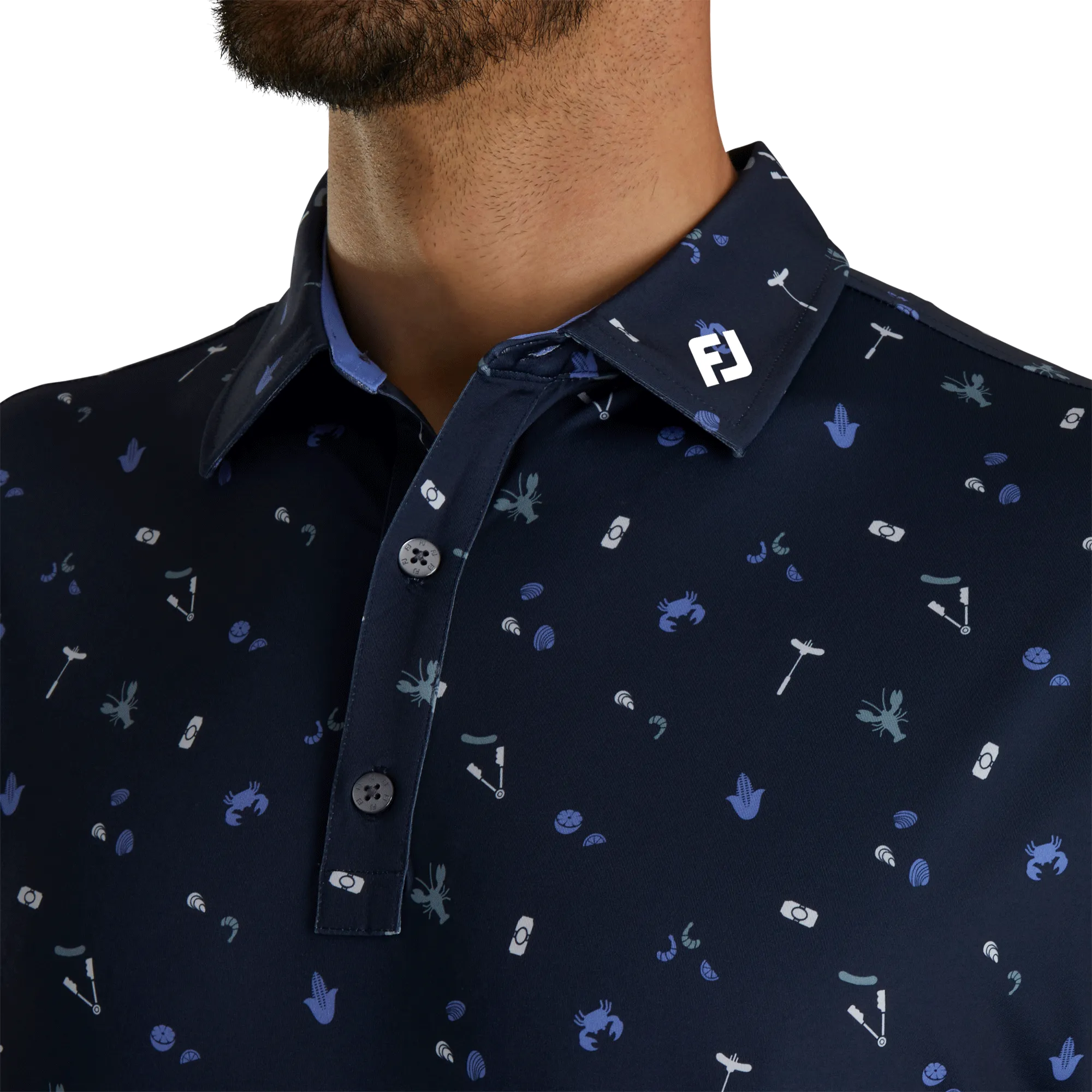 2024 FootJoy Men's Clam Bake Print Lisle Polo - Navy