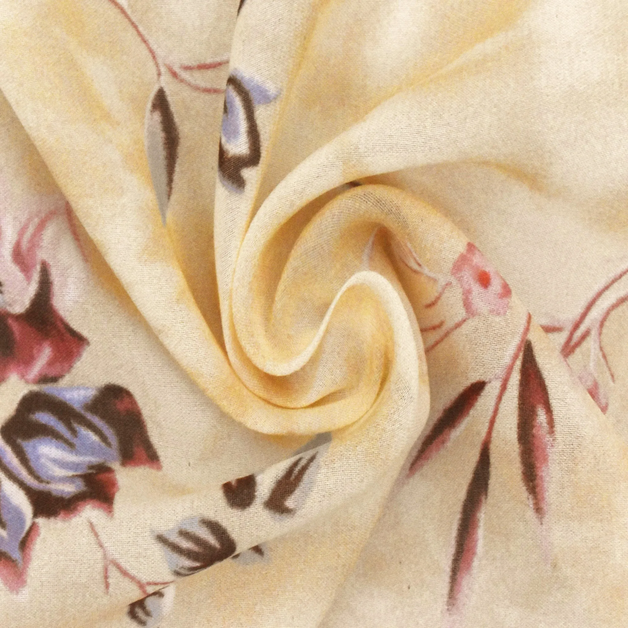 Antique Beige-Multi Floral Printed Silk Chiffon Fabric