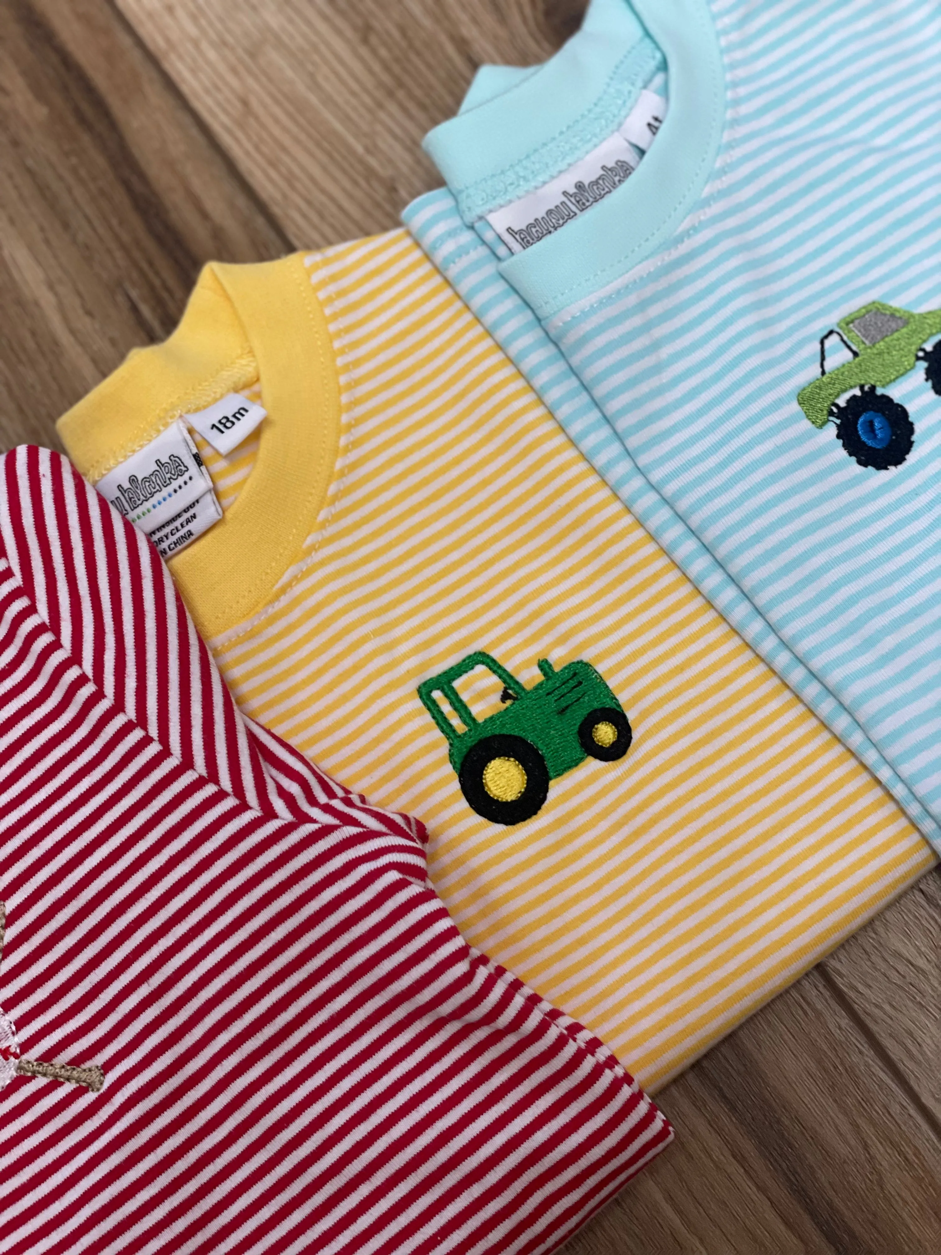 Boys Embroidered Striped Tees