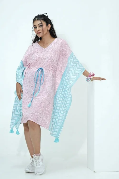 Candy Floss Hand Block Printed Kaftan