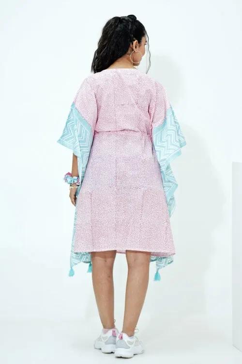 Candy Floss Hand Block Printed Kaftan