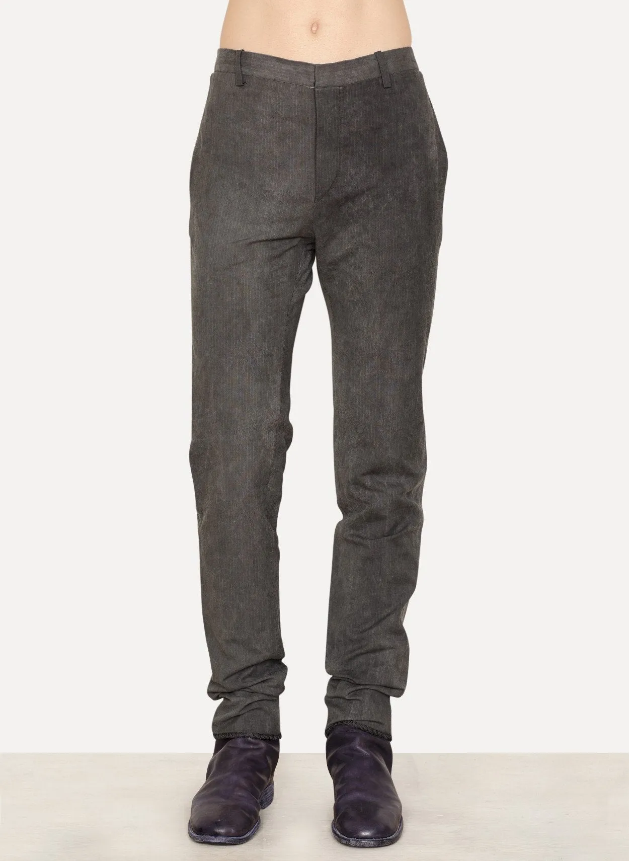 Charcoal Cold Dye Cotton Metal Chainseam Trouser