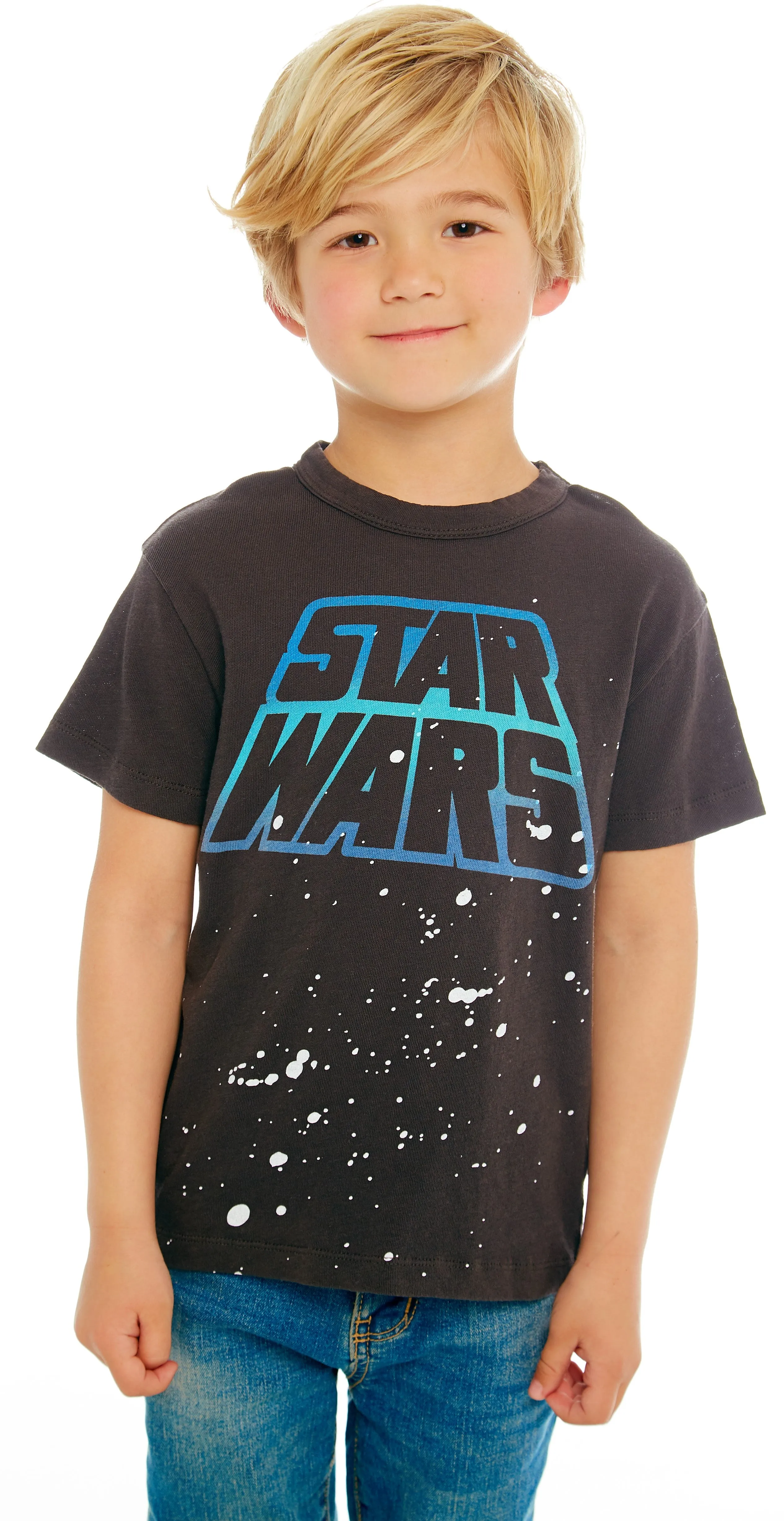 Chaser Star Wars-Blue Star Wars Vintage Black Gauzy Cotton Tee