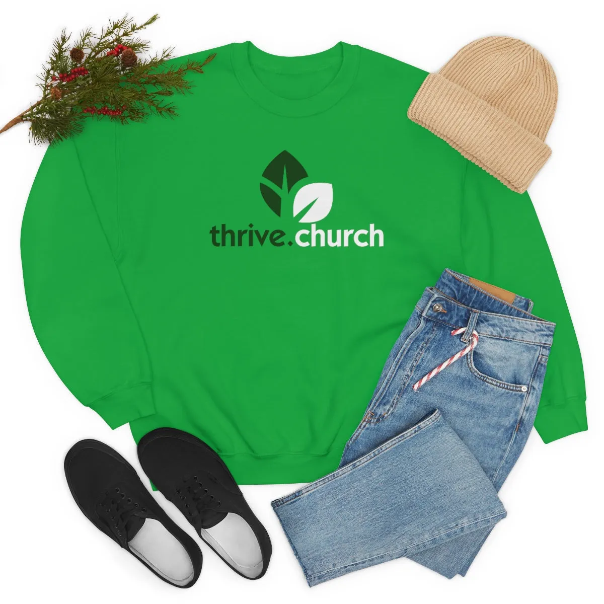 Christmas Logo Green & White Crewneck Sweatshirt