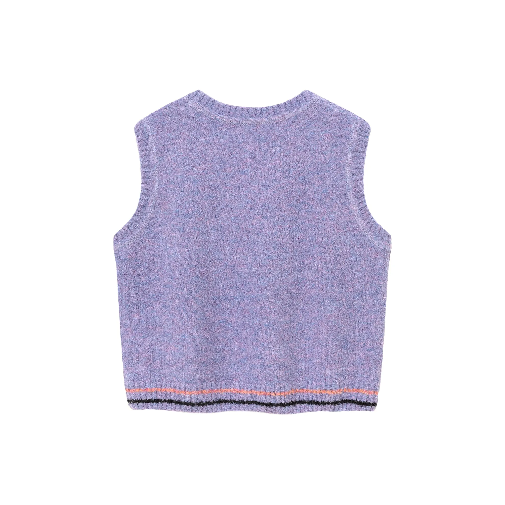 Color Embroidery Sleeveless Knit Sweater