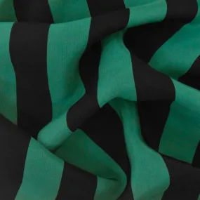 Dark Green-Black Stripe Printed Silk Faille Woven Fabric