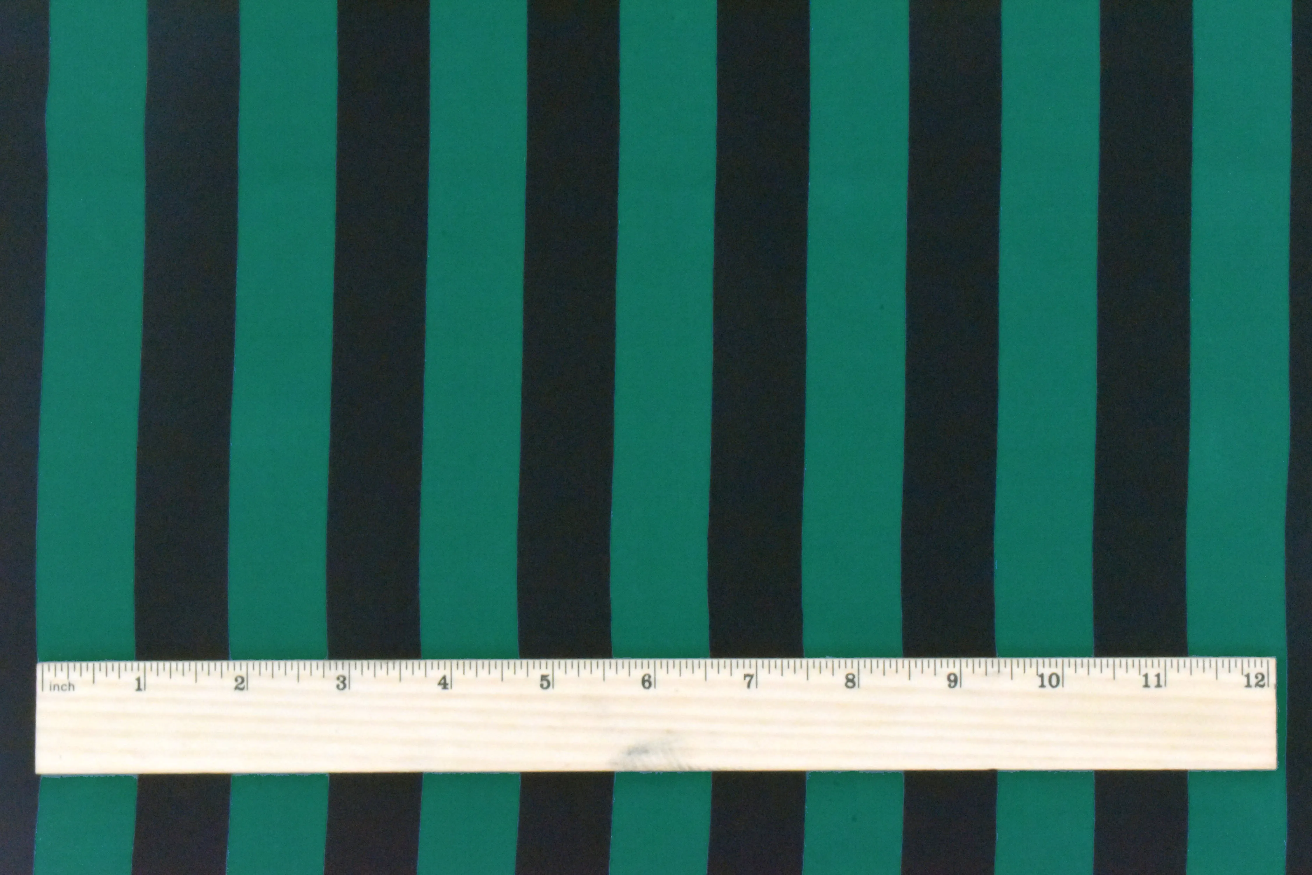 Dark Green-Black Stripe Printed Silk Faille Woven Fabric