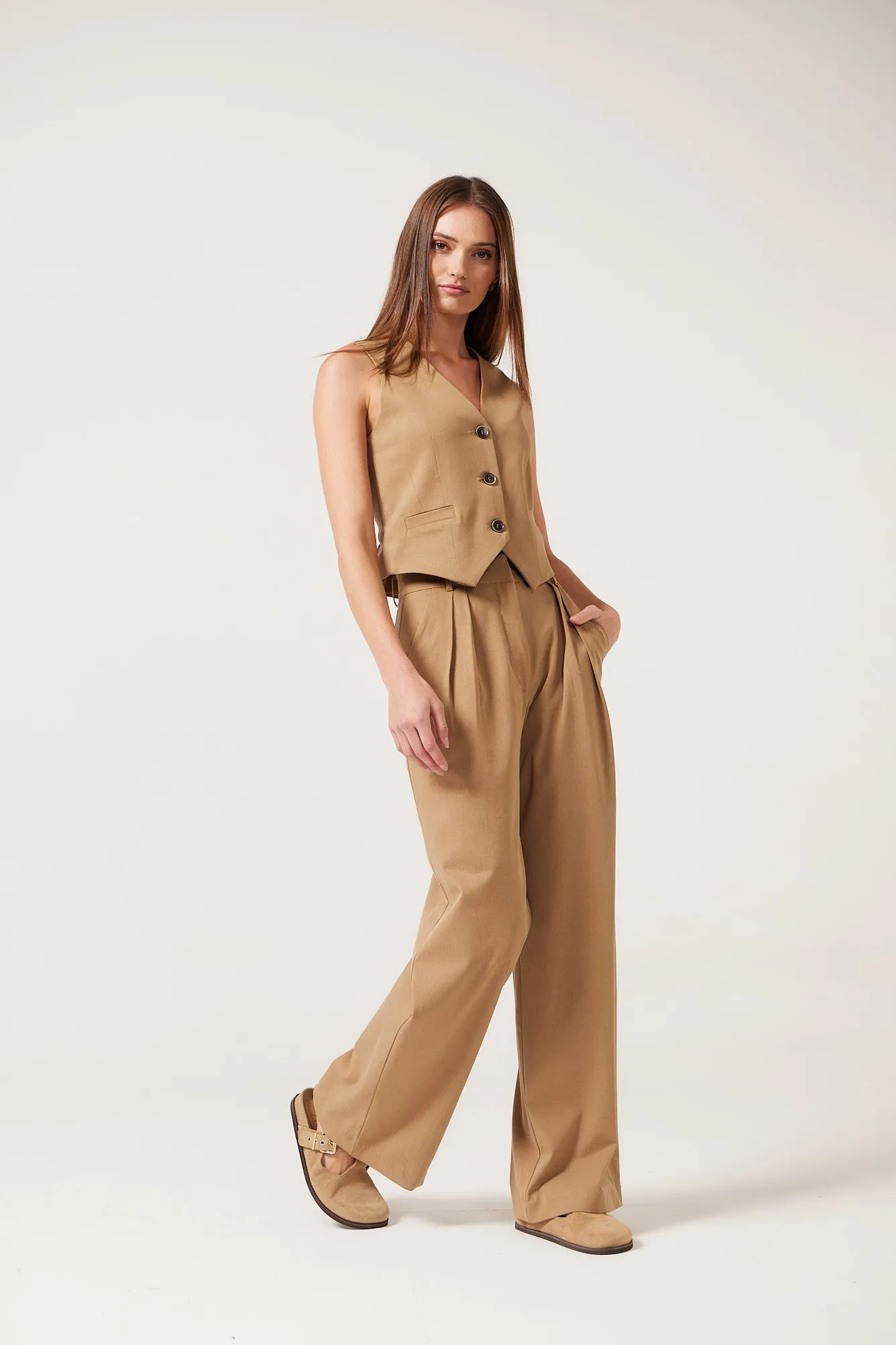 Delia Tailored Pant - Tobacco