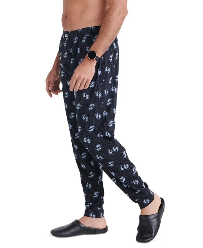 DropTemp SAXX Men's Loose Fit Cooling Print Night Pants, Black