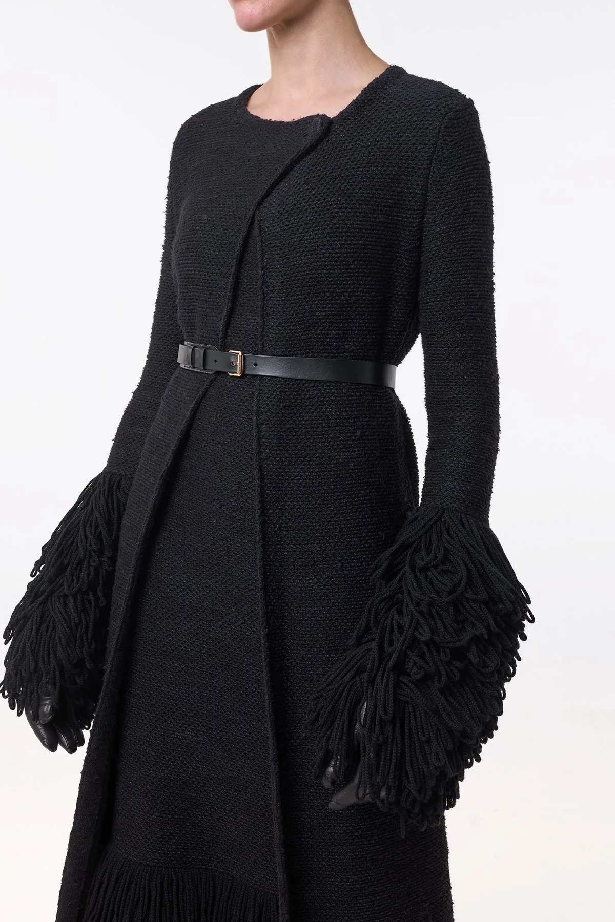 Elete Knit Coat in Black Cashmere Silk