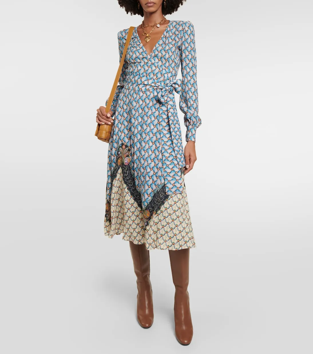 Etro floral saber midi dress, blue