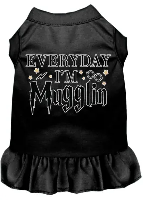 Everyday I'm Mugglin Screen Print Dog Dress Black Med (12)