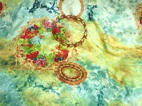 Floral Wreath - Printed Cotton Silk