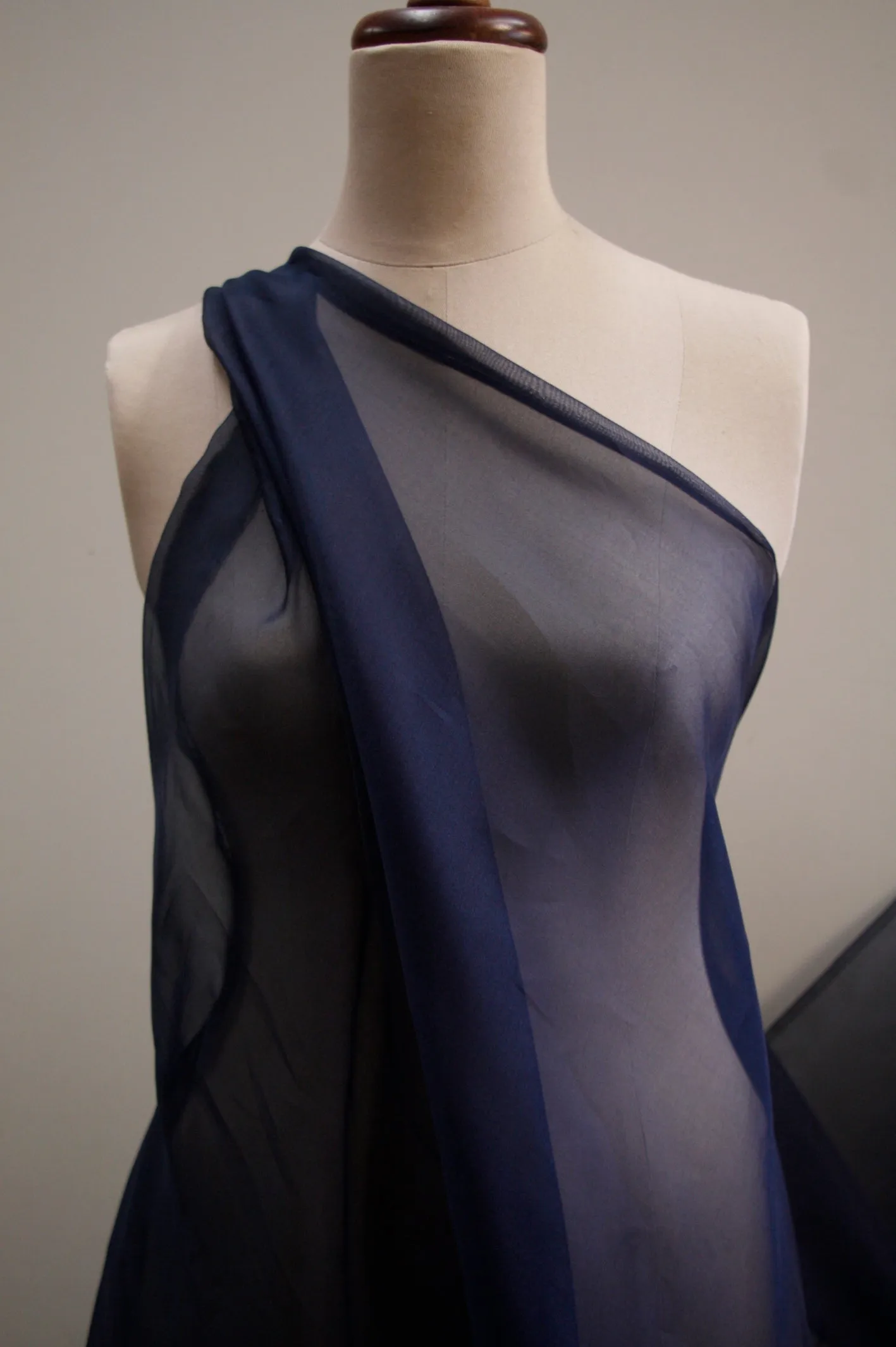 French Navy Silk Organza