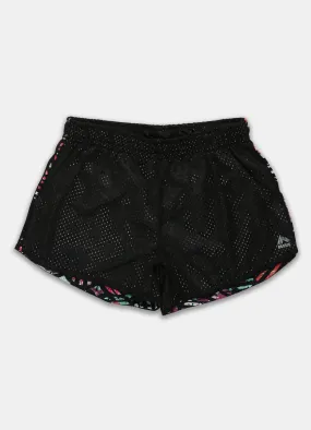 Girl's Mesh Performance Shorts with Contrast Print