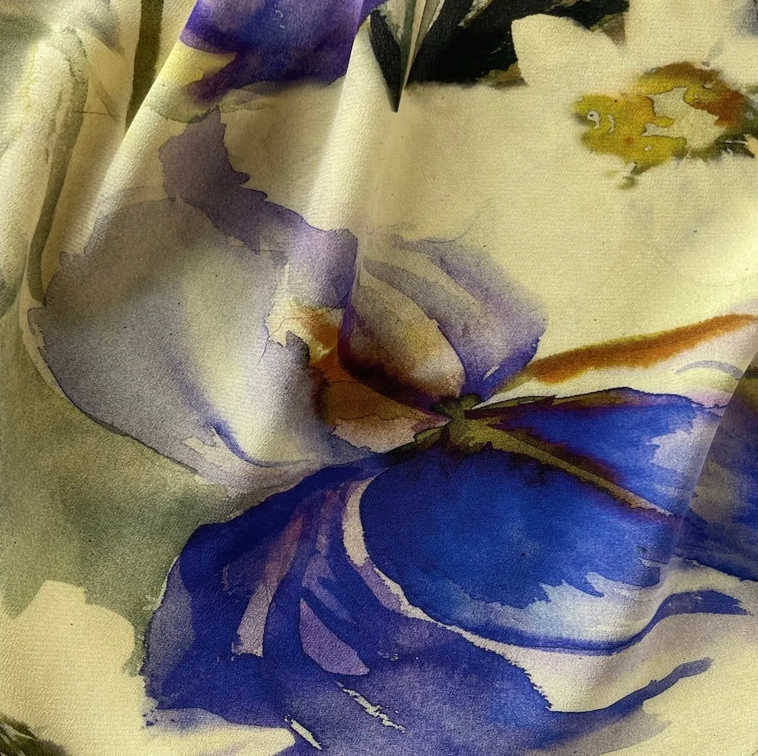 Graceful Bearded Irises Silk Crepe de Chine (Made in Italy)