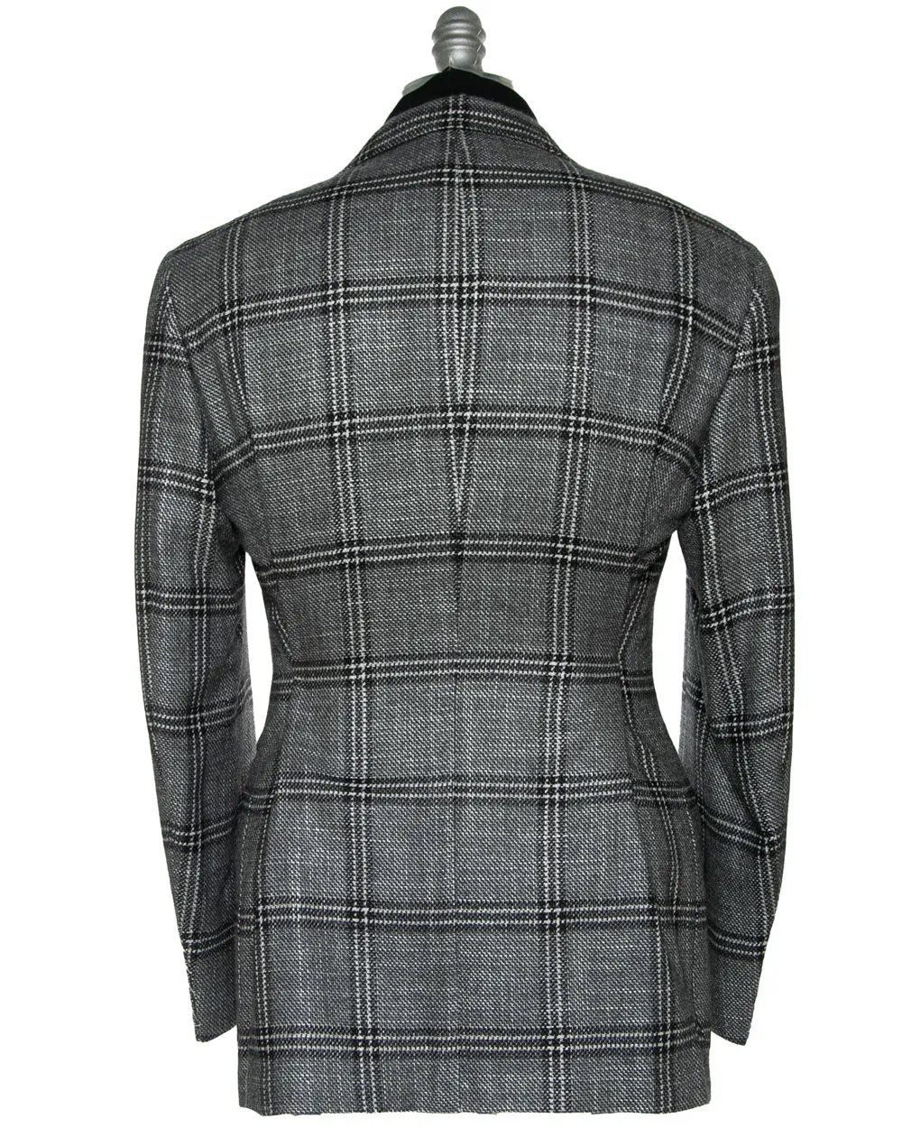 Grey and Charcoal Plaid Cashmere Silk Sportcoat