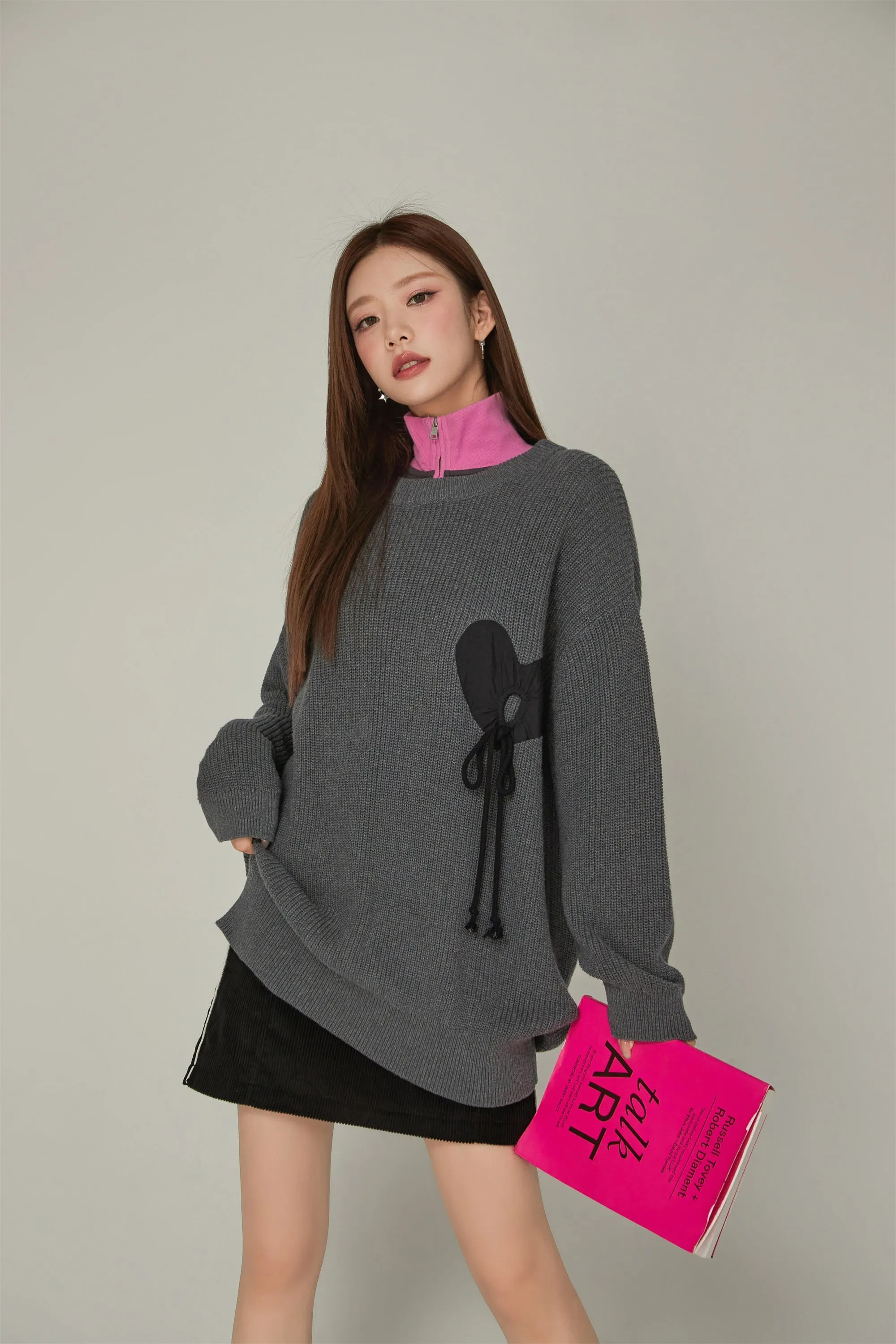 Heart String Loose Fit Knit Sweater