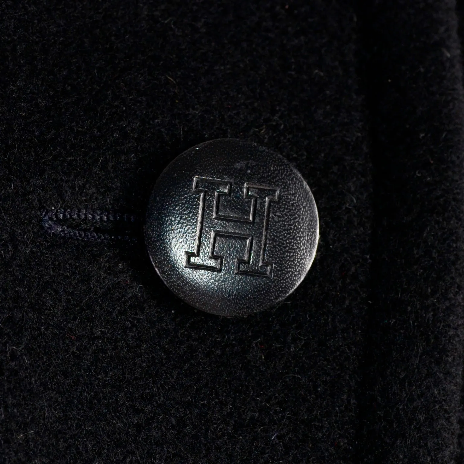 Hermes Black Cashmere Vintage Coat w/ Toggle Clip