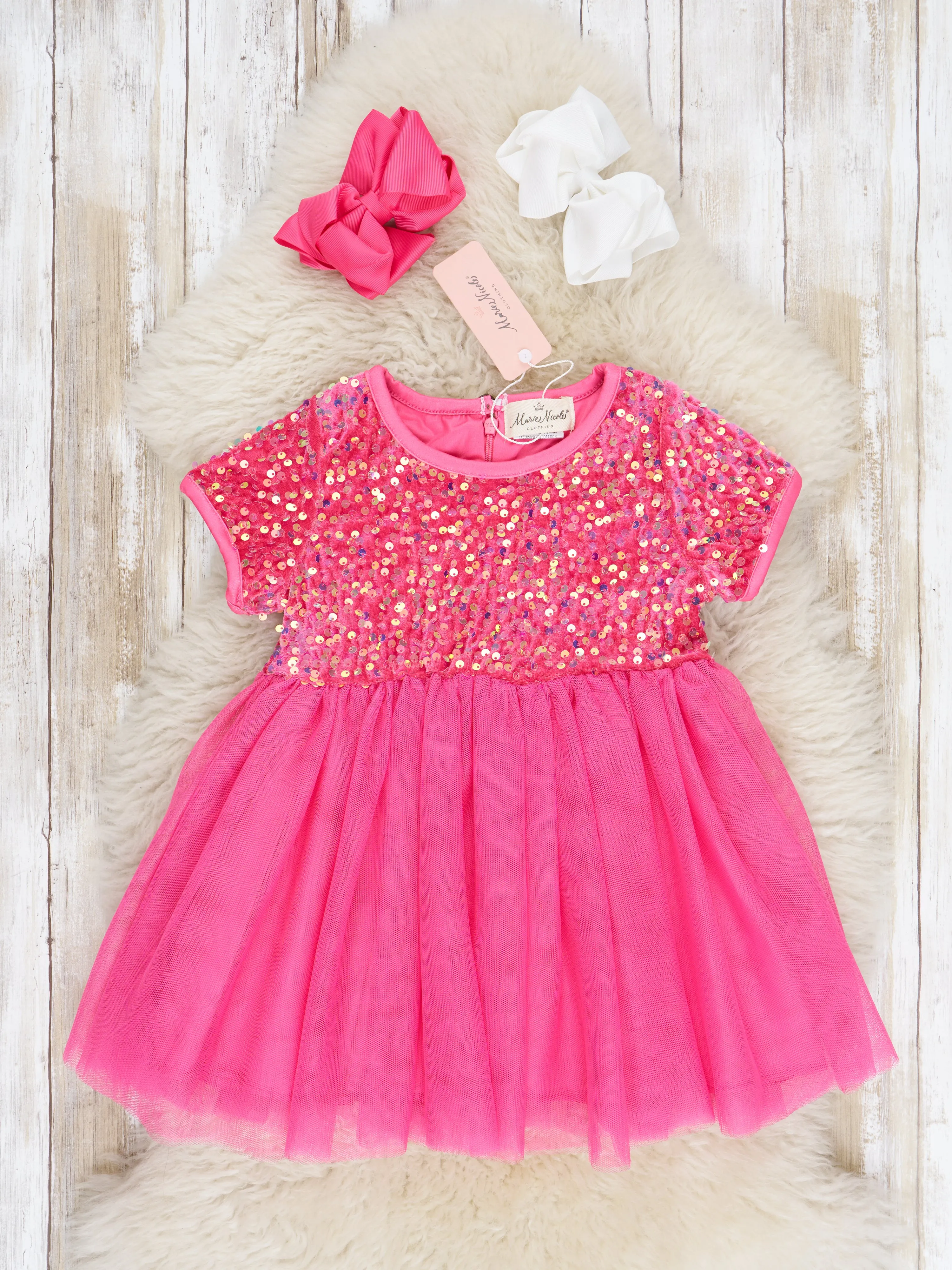 Hot Pink Sparkly Tulle Swing Dress