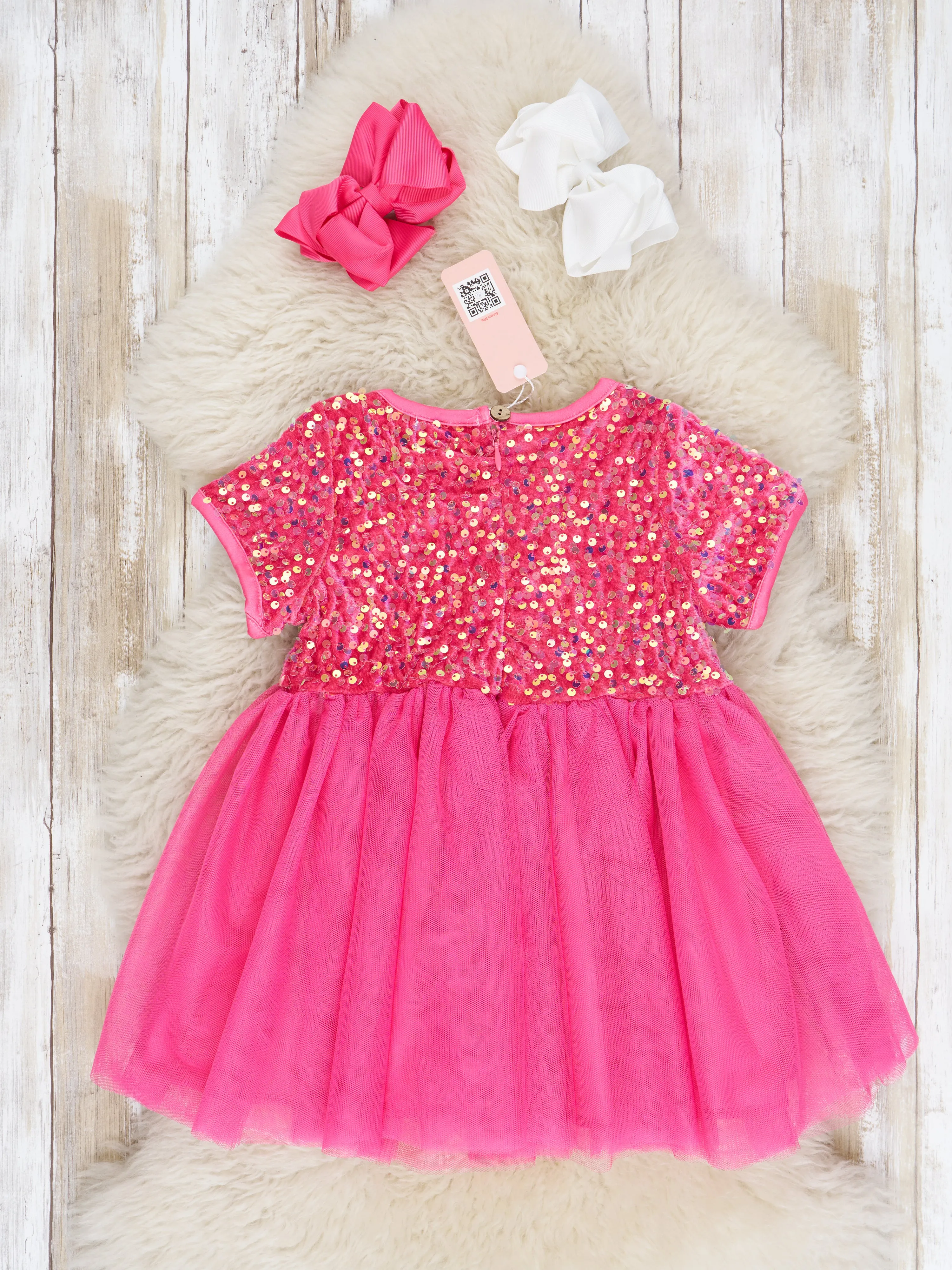 Hot Pink Sparkly Tulle Swing Dress