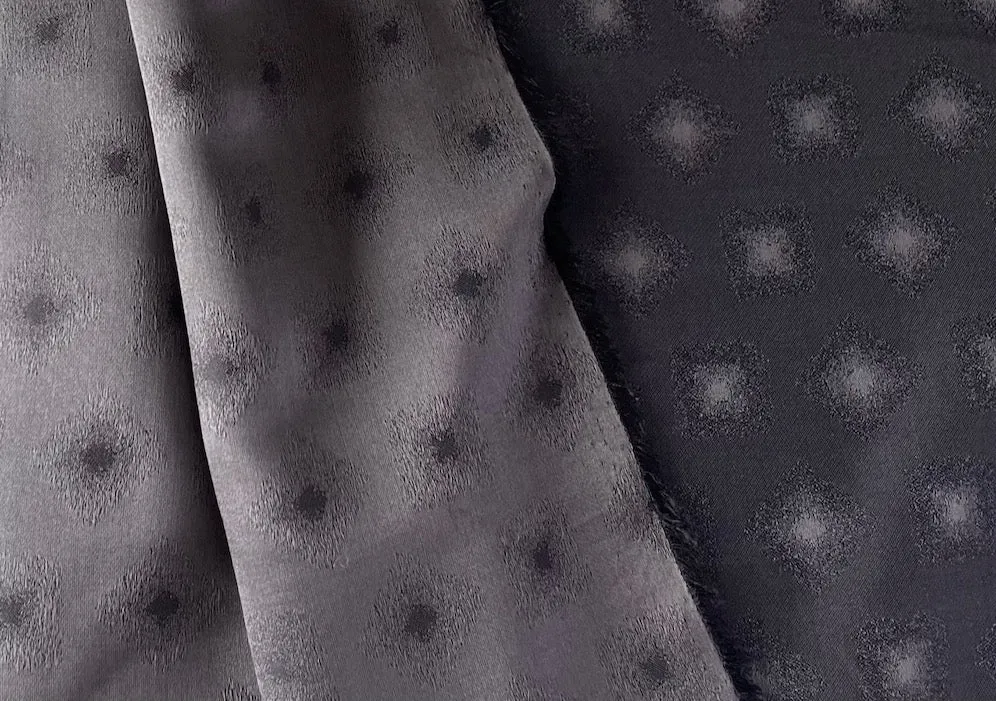 Iron Galaxy Starbursts Silk Satin Charmeuse Jacquard (Made in Italy)