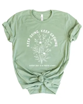 Keep Going Keep Growing Short Sleeve Graphic Tee | Sage