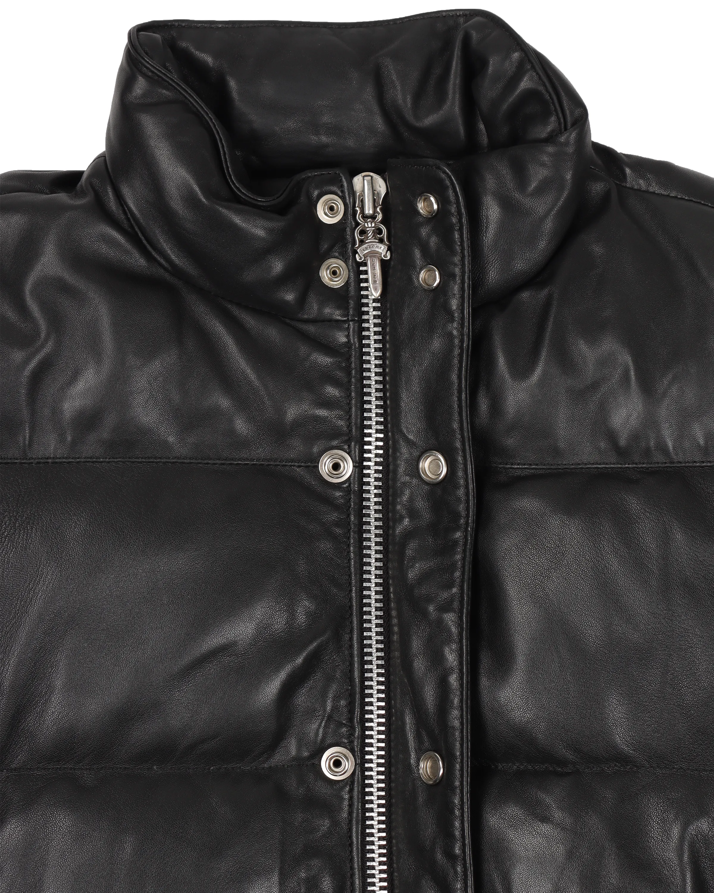 Leather Puffer Jacket w/ Dagger Hardware