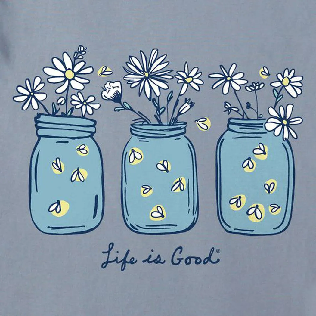 Life is Good Women's Realaxed Shine On Daisy Jars Short Sleeve Vee