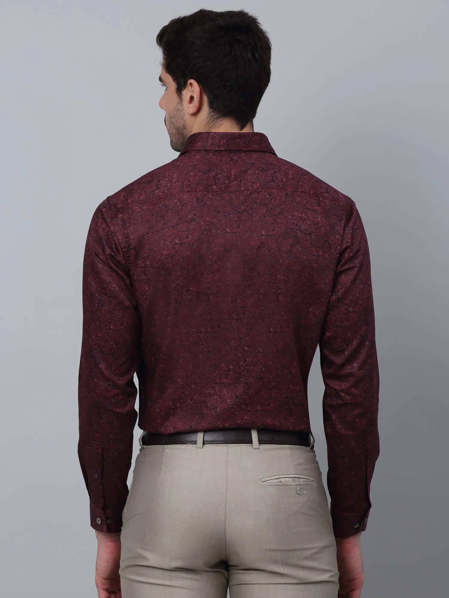 Men's Maroon Party Paisley Print Full Sleeve Shirt