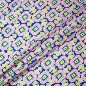 Pink, Blue & Lime Geometric Printed Silk Twill (A 2.80m Piece)