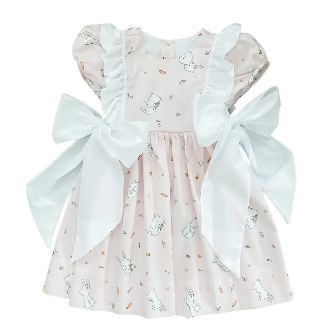 Ruffle Dress w/Bow - Pink Bunny