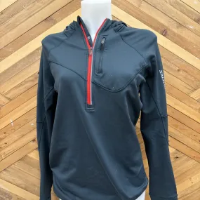 Salomon- women's fleece lined 1/4 zip Hoodie- MSRP $130: Dark Grey Red -women-SM