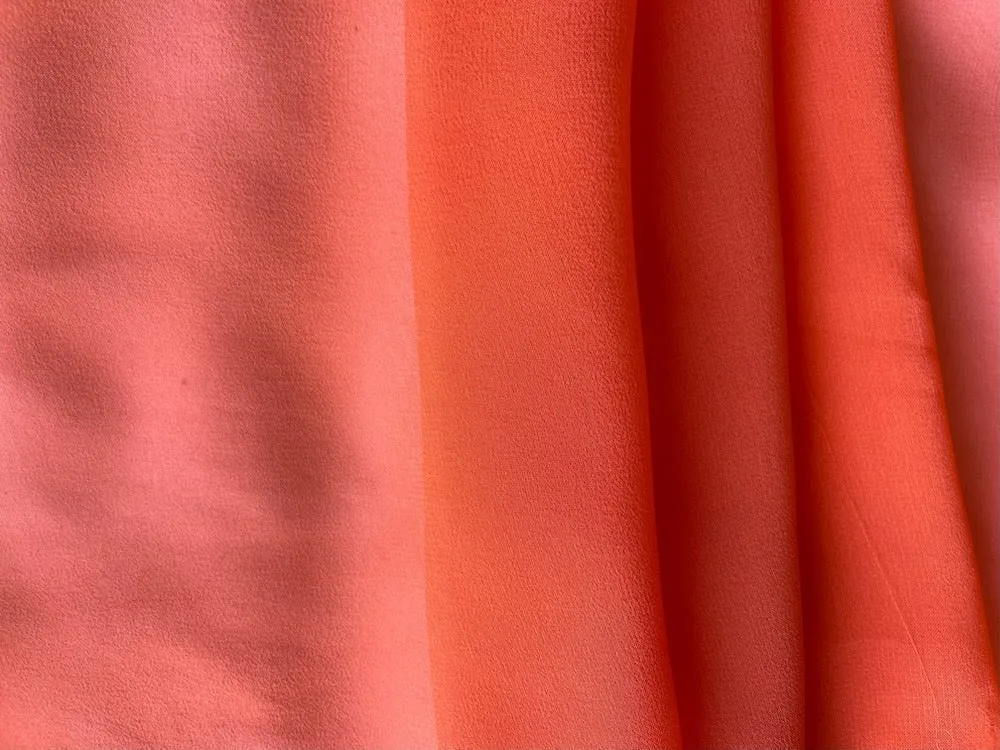 Semi-Sheer Spiced Salmoned Coral Silk Chiffon