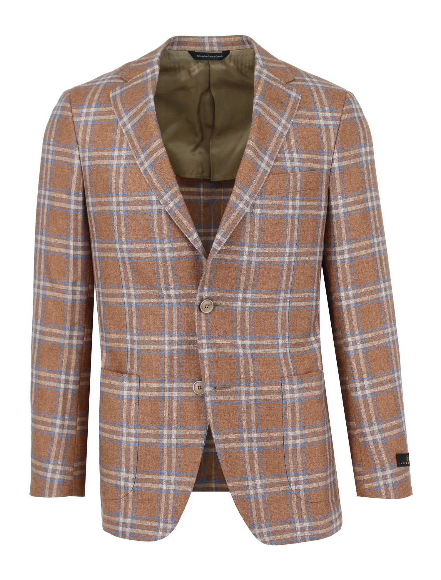 Silk & Cashmere Rust Window Pane Check Sport Coat