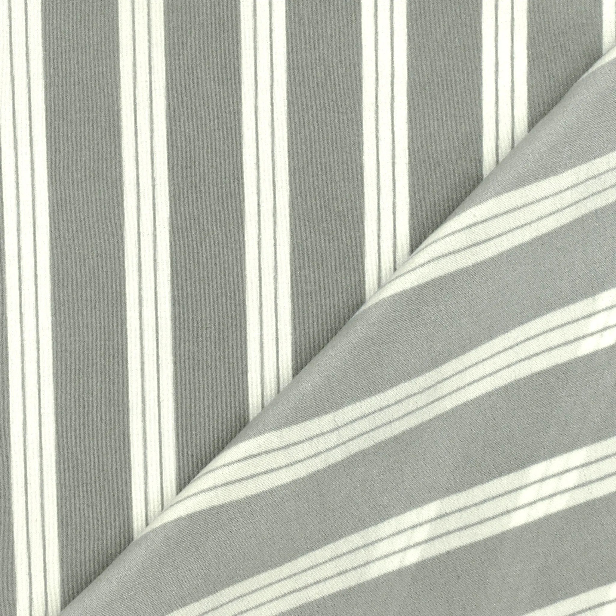 Stone Gray-Ivory Stripe Printed Silk Faille Fabric