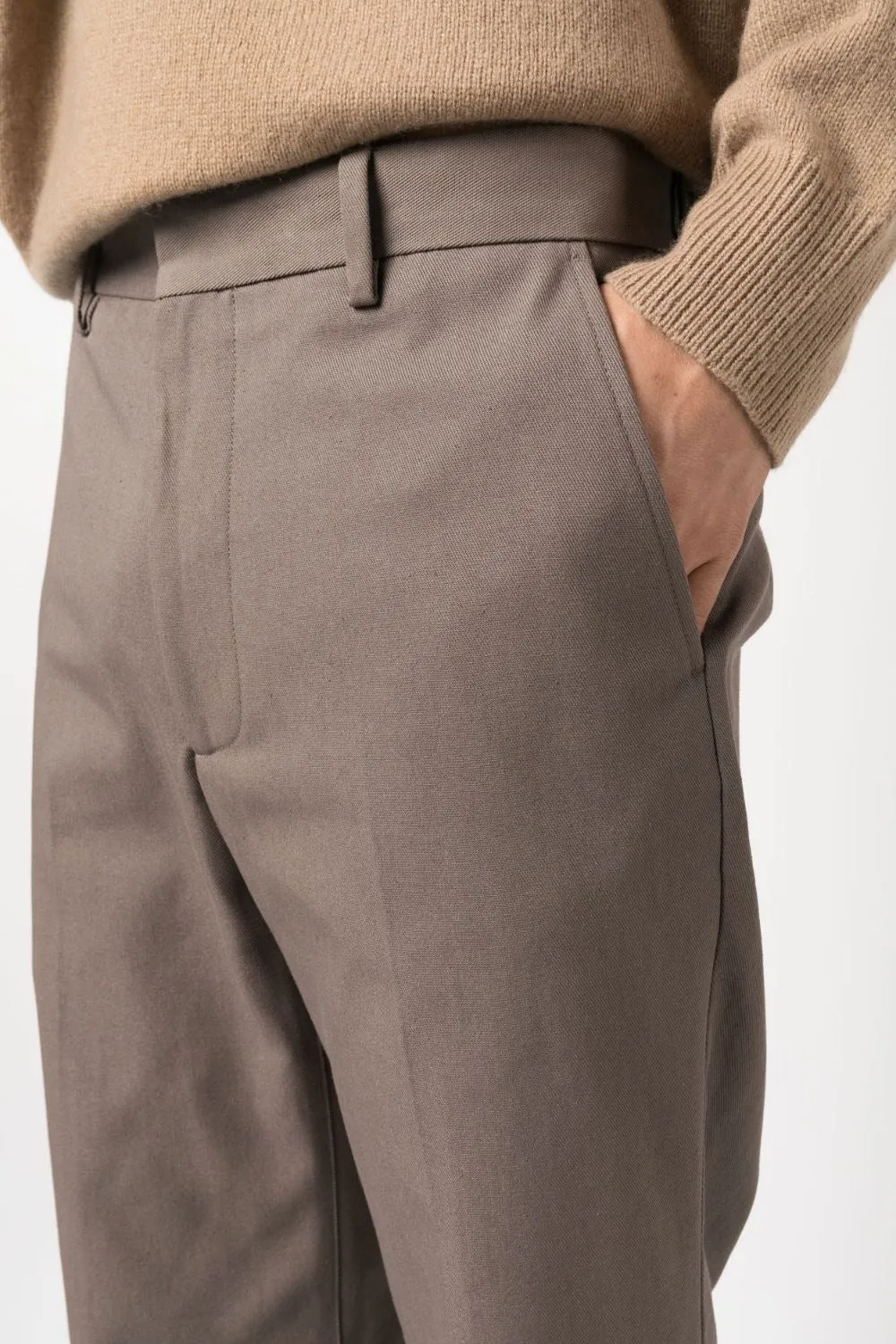 STRAIGHT-LEG TAILORED COTTON BLEND TROUSERS