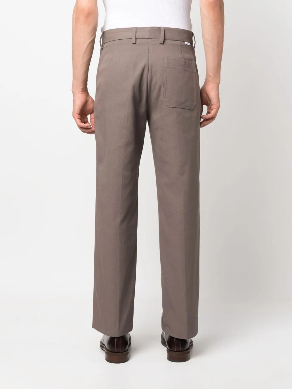 STRAIGHT-LEG TAILORED COTTON BLEND TROUSERS