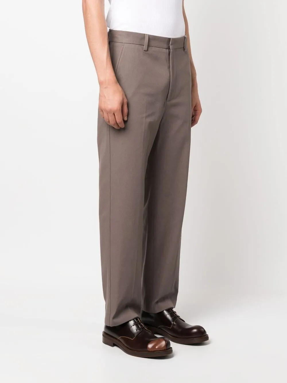 STRAIGHT-LEG TAILORED COTTON BLEND TROUSERS