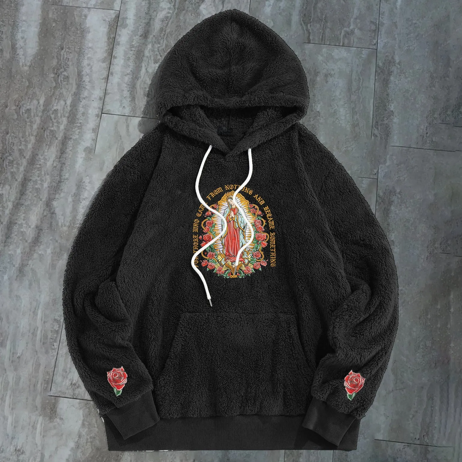 Vintage Faith Trend Print Plush Hoodies