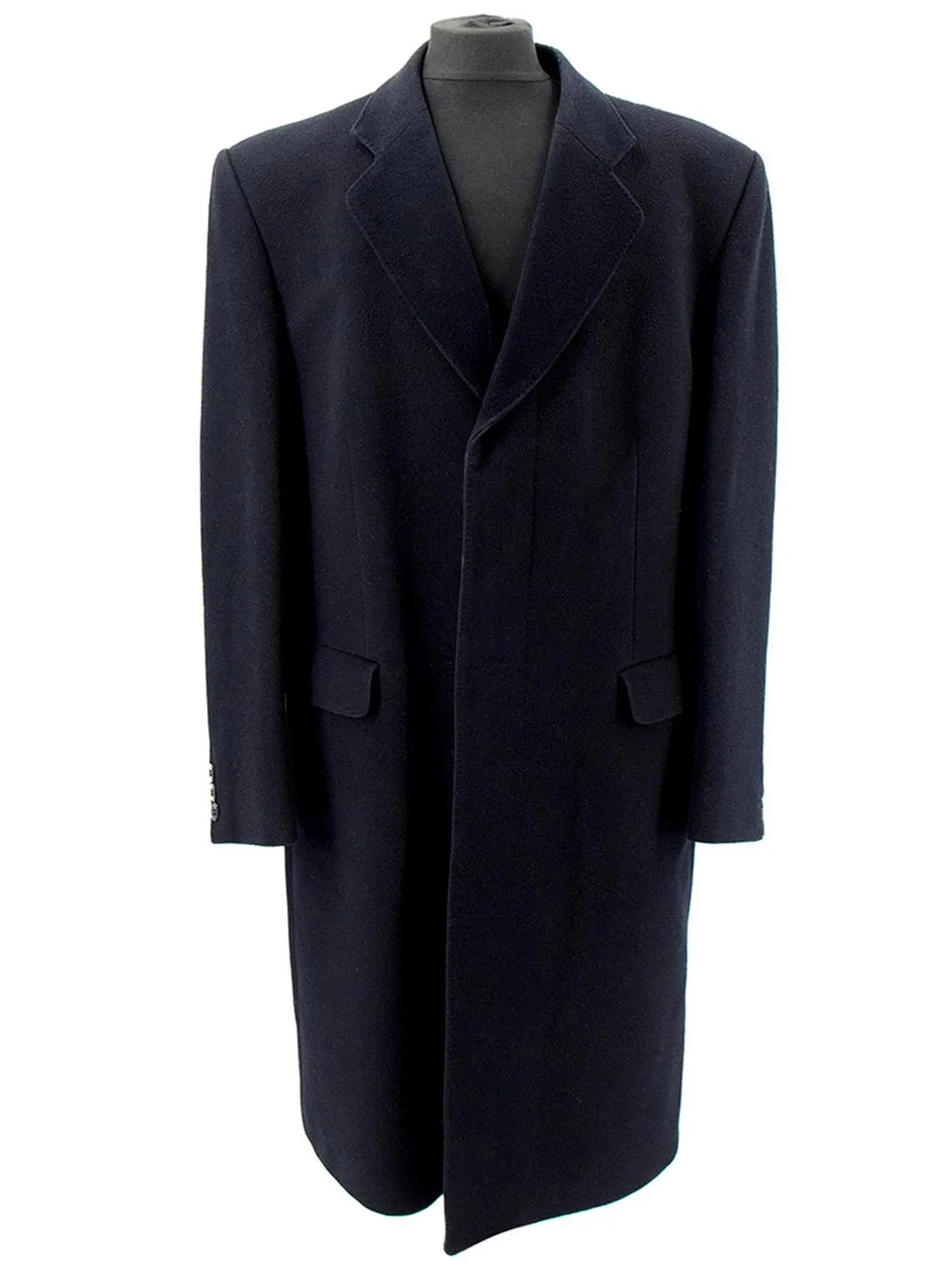 Vintage Navy Blue Pure New Wool Covert Coat