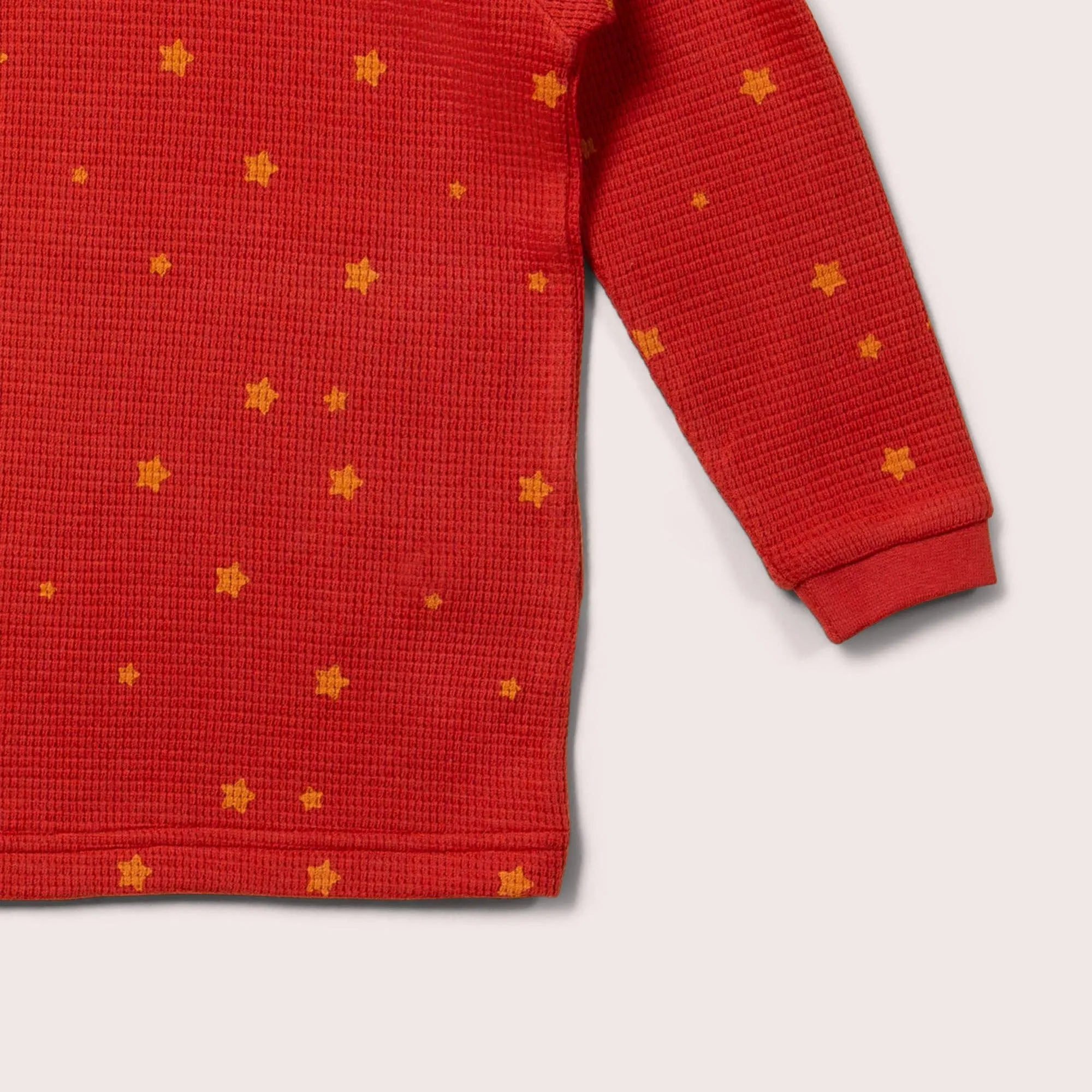 Waffle long sleeved button top- hazelnut stars