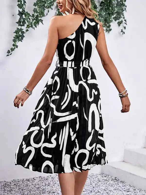 Women’s new letter print off-shoulder dress